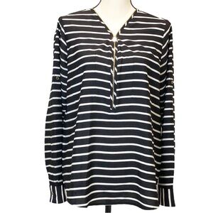 Calvin Klein Black and White Striped Blouse